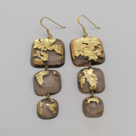 Statement Ohrschmuck braun mit Goldmetalleinschluss
