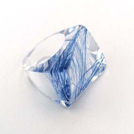 Unikatring mit Textureinschluss in blau- transparent