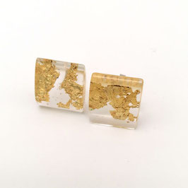 Ohrstecker transparent mit Goldmetalleinschluss
