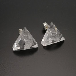 Ohrstecker, dreieckig  mit transparentem Silbermetalleinschluss