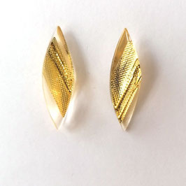 Ohrstecker transparent mit Textileinschluss gold