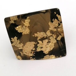 Unikatring mit Goldmetalleinschluss braun transparent