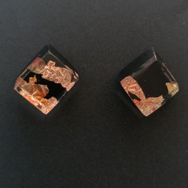 Ohrstecker, schwarz mit Kupfermetalleinschluss
