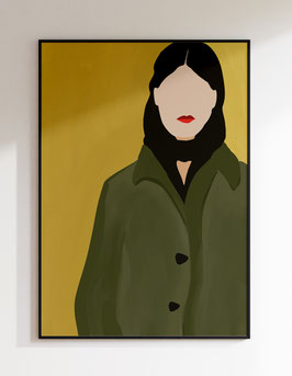 Green coat - red lips