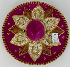 Sombrero Mariachi Hut "BLUMEN" pink/gold - in 5 Größe - aus Mexiko