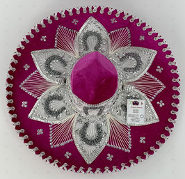 Mexikanische "BLUMEN" Sombrero Rose/Silber in 4 Größe