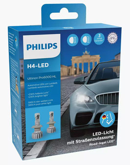 Hyundai i10 IA 2013-2019 Set Abblendlicht und Fernlicht H4 LED Philips PRO6000  mit Strassenzulassung 230% mehr Licht