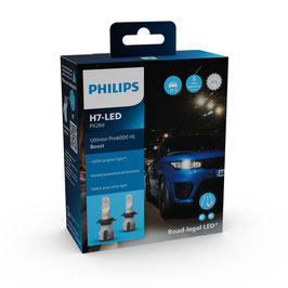 H7 LED Philips Ultinon Pro6000 Boost 5800K +300% mit Straßenzulassung 12V-24V 2 Stk.