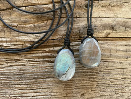 Lederband Labradorit
