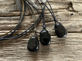 Lederband mit Obsidian