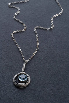 Vintage Unikat: Kette mit Anhänger Blautopas