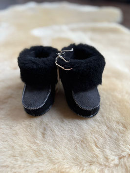 Babyslof lamswol - Babyboots maat 21/22 Zwart / grijs