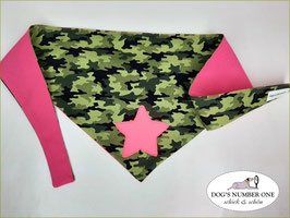 Wende-Hundehalstuch zum Knoten "Modell Camouflage Star pink"