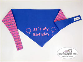 Wende-Hundehalstuch zum Knoten "Modell Birthday blau/pink"