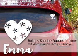 "HERZ Blümchen" Autoaufkleber Sticker für Baby Kind