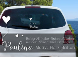 HERZ Ballon, Autoaufkleber Sticker für Baby Kind
