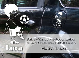 "Luca" Fußballstar Autoaufkleber Sticker für Baby Kind