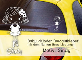 "Sindy" Autoaufkleber Sticker für Baby Kind