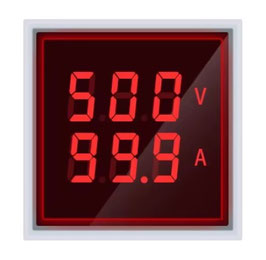 LED volt amper meter AC 500V 100A - kvadrat/okrogel