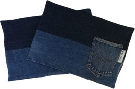 2 Jeans-Tischsets "Zwei Farben mit Tasche"