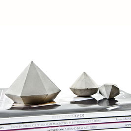 Wide Concrete Diamond Sculpture Solids, Single or Sculpture Set of 3