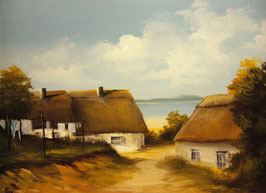 Kunstpostkarte "Dorfidylle"