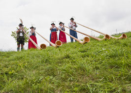 Postkarte: Quintett in den Alpen