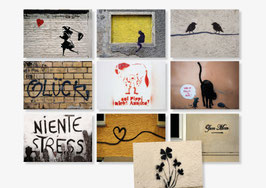 10er Streetart  Postkarten Set  Motive quer