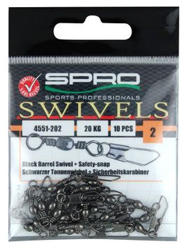 SPRO Black Barrel Swivel + Saftey Snap