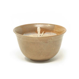 Gartenkerze mit Duftöl in der Keramikschale, Farbe: Caramel