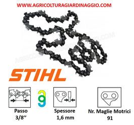 Catena Stihl Rapid Super 3 (RS3) - Passo 3/8" grande - Spessore 1,6 mm - Nr. Maglie Motrici 91