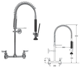 横型(壁付)湯水混合プレリンスユニット-低タイプ