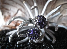 Shamballa Beads Ohrringe Lila-Weiss 10mm