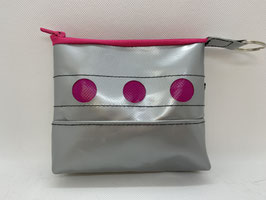 Mini- Kosmetiktasche - LKW-Planentäschchen - Upcycling silber/ pink