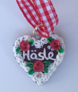 Lebkuchenherz Kette klein "Häsle" rot