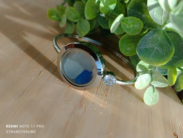 Edelstahl " Medaillion" Armband gefüllt mit echtem Seeglas