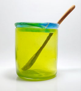 Dose, citronengelb mit Olivenholzlöffel