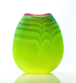Vase, limonengrün, mit Kammzugdekor, 2.Wahl