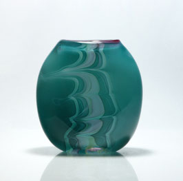 Vase, smaragdgrün, mit Kammzugdekor