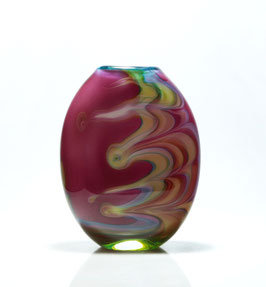 Vase, fuchsia, mit Kammzugdekor