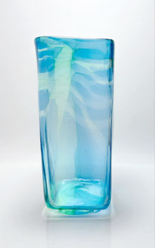 Vase, viereckig, aquablau