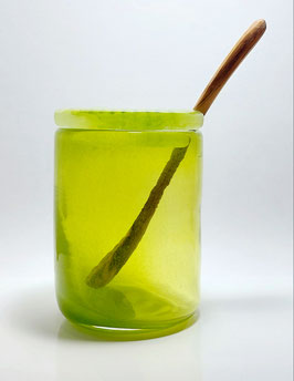 Dose, citronengelb mit Olivenholzlöffel