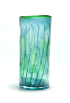 Vase, zylindrisch, aquablau, 2.Wahl