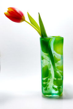 Vase, viereckig, opaldunkelgrün