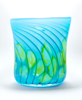 Vase, oval, petrol