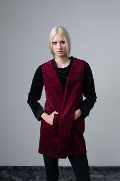 sleeeveless cord vest red