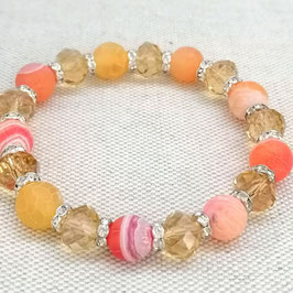 Bracelet agate orange givrée et perles en verre