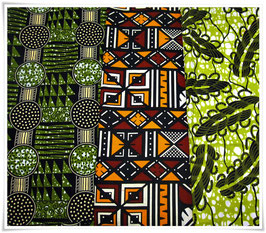 3x WaxPrint RestStoffe *Majiwe Chungwa* Afrika