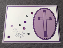 Taufkarte "lila Kreuz"
