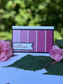 Geburtstagskarte rosa Streifen